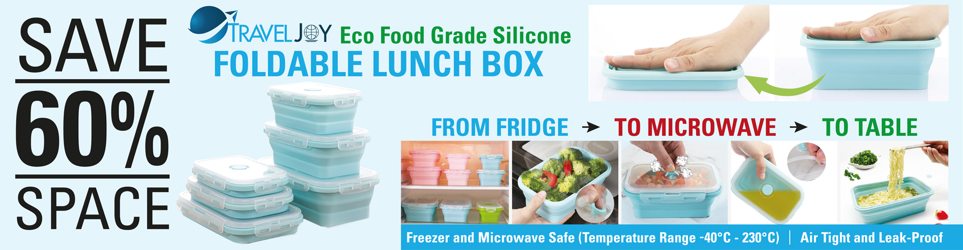 Travel Joy Silicone Foldable Lunch Box
